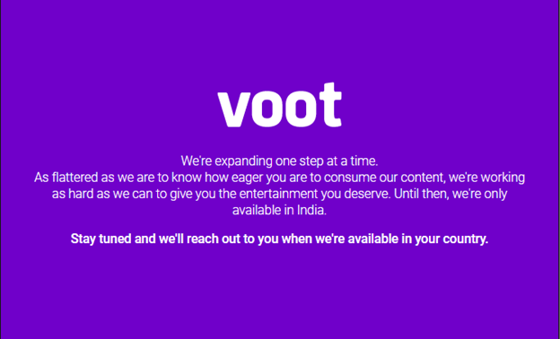Voot error message outside india