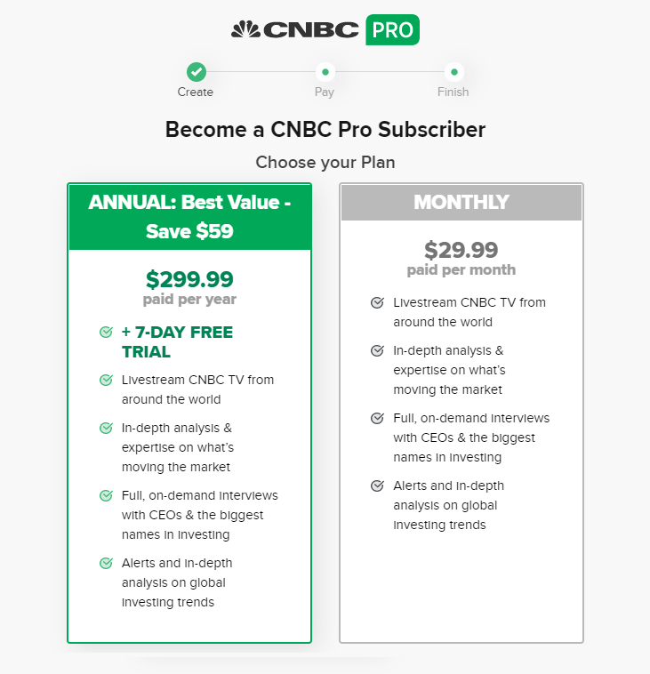 CNBC pro subscription cost