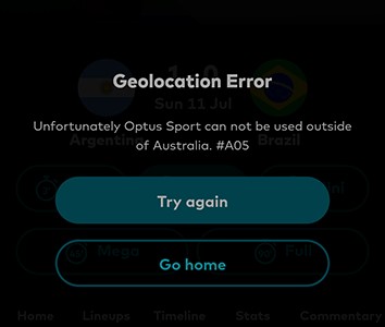 Optus Sport geo-restriction