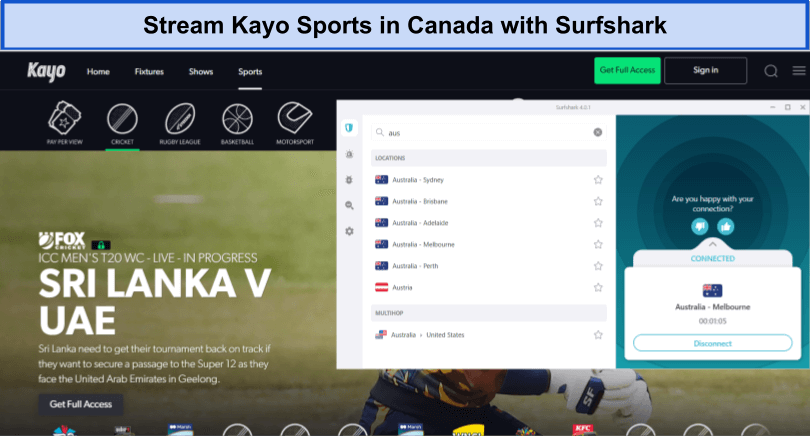 successfully-unblock-kayo-sports-with-surfshark-for-watching-icc-T20-world-cup