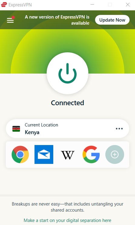 Connecting-Kenya-ExpressVPN-server