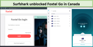 Foxtel-Go-is-unblocked-via-Surfshark-AU-server-in-Canada