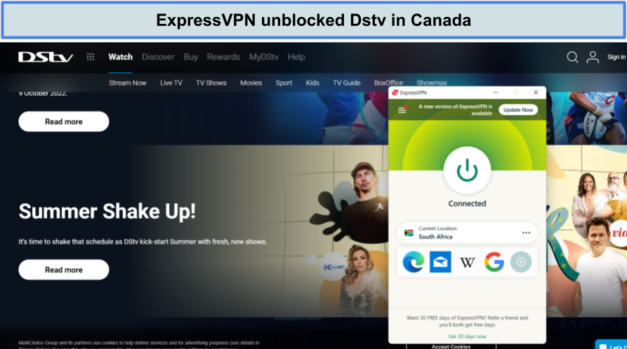 unblock dstv in canada with expressvpn