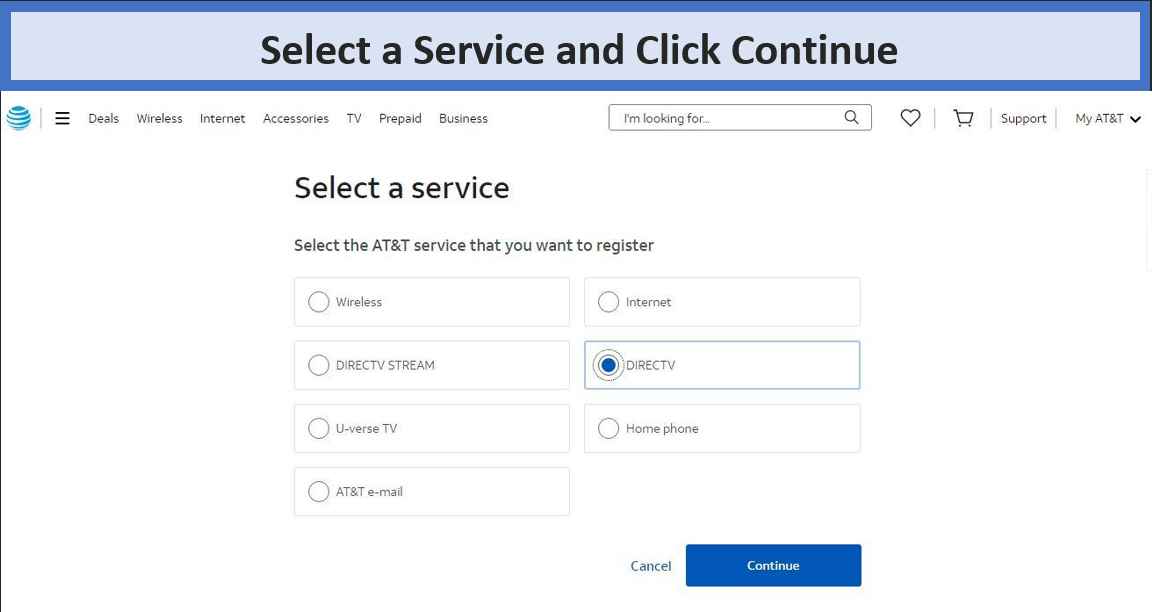 select-a-service-and-click-continue