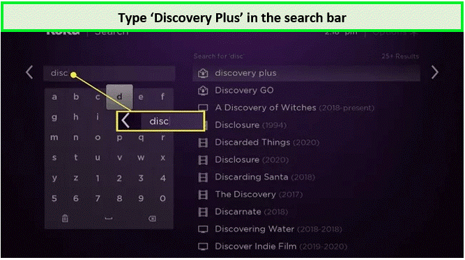 discovery-plus-in-roku-search-bar