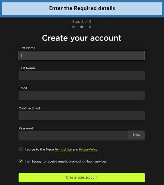 enter-required-details-for-creating-account-on-neon