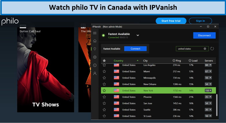 philo-tv-in-canada-with-ipvanish