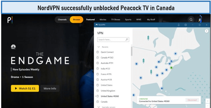 NordVPN-successfully-unblocked-Peacock-TV-in-Canada.