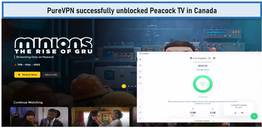 PureVPN-successfully-unblocked-Peacock-TV-in-Canada