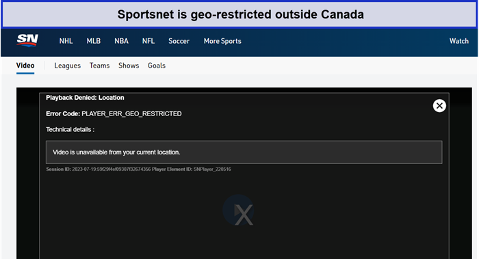 sportsnet geo-restriction error
