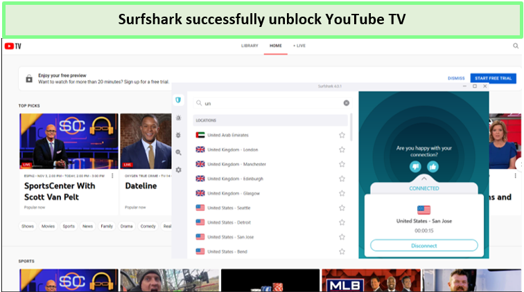 Fix YouTube TV VPN Proxy Detected Error in Canada with surfshark